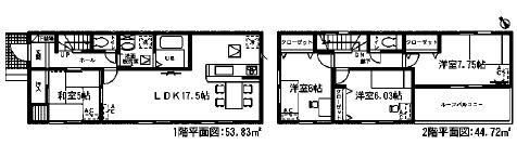Floor plan. (Building 2), Price 23.8 million yen, 4LDK, Land area 130.01 sq m , Building area 98.55 sq m