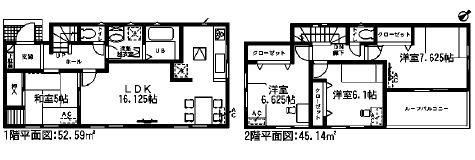 Floor plan. (4 Building), Price 21.5 million yen, 4LDK, Land area 130.06 sq m , Building area 97.73 sq m