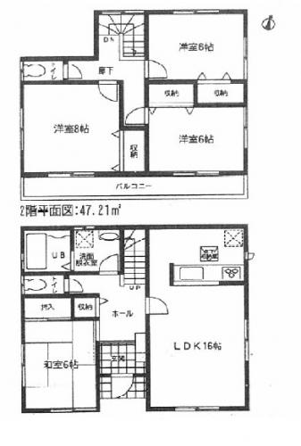 Floor plan. (Building 2), Price 26,800,000 yen, 4LDK, Land area 150.71 sq m , Building area 104.35 sq m
