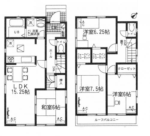 Floor plan. (1 Building), Price 25,800,000 yen, 4LDK, Land area 130 sq m , Building area 97.73 sq m
