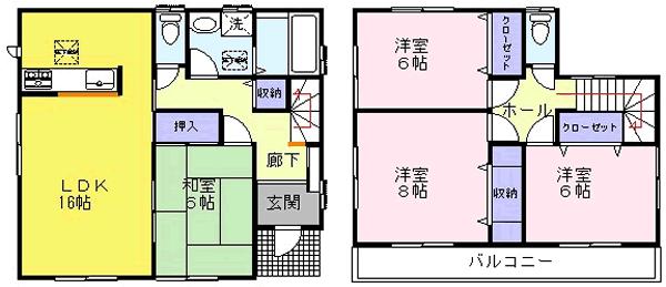 Floor plan. ((2)), Price 27,800,000 yen, 4LDK, Land area 163.04 sq m , Building area 104.33 sq m