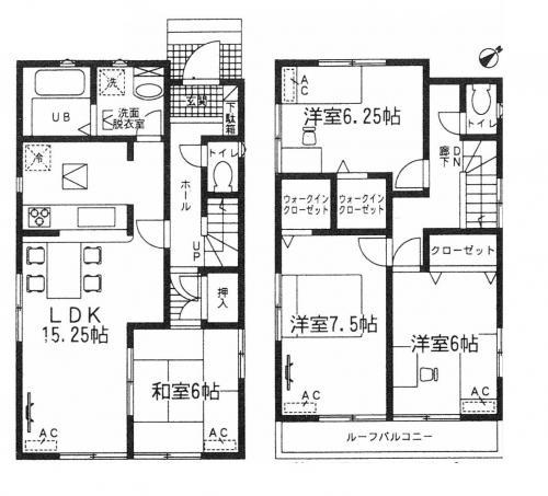 Floor plan. (1 Building), Price 23.8 million yen, 4LDK, Land area 130 sq m , Building area 97.73 sq m