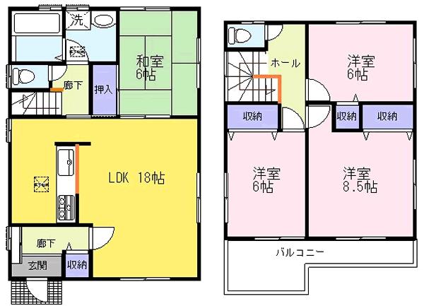 Floor plan. ((1)), Price 25,300,000 yen, 4LDK, Land area 126.8 sq m , Building area 104.35 sq m