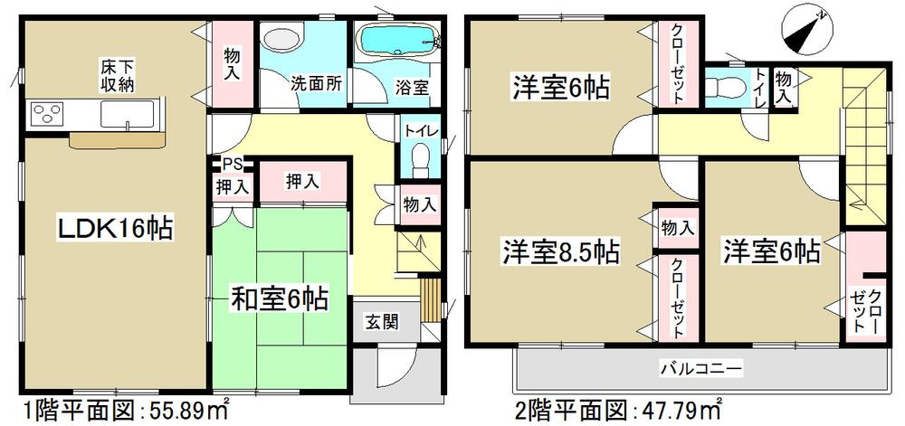 Floor plan. (Building 2), Price 25,900,000 yen, 4LDK, Land area 136.05 sq m , Building area 103.68 sq m
