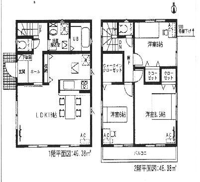 Floor plan. (Building 2), Price 24,900,000 yen, 3LDK, Land area 123.06 sq m , Building area 92.76 sq m