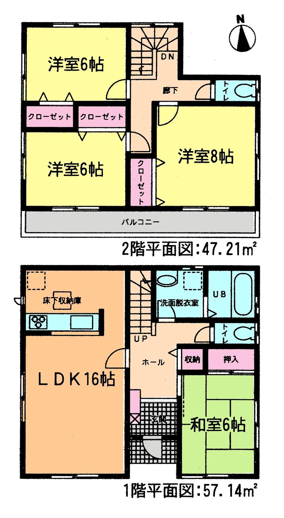 Floor plan. (1 Building), Price 32,800,000 yen, 4LDK, Land area 254.39 sq m , Building area 104.35 sq m