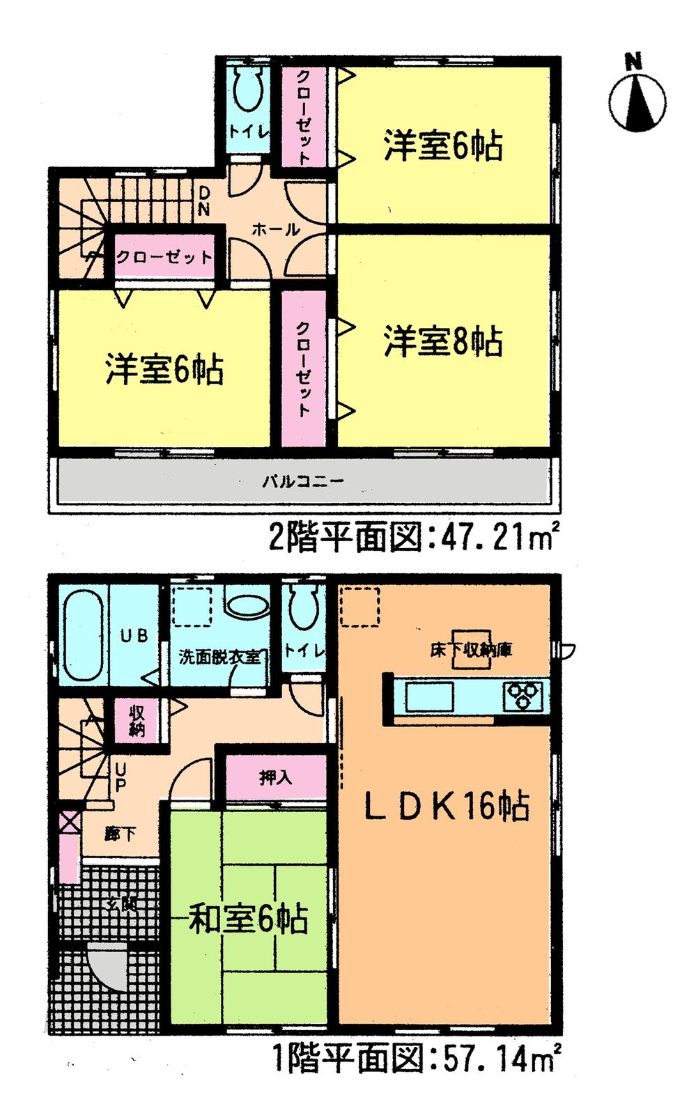 Floor plan. (Building 2), Price 33,800,000 yen, 4LDK, Land area 279.46 sq m , Building area 104.35 sq m