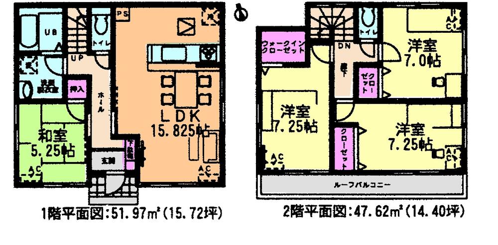Floor plan. (3 Building), Price 28,300,000 yen, 4LDK, Land area 127.29 sq m , Building area 99.59 sq m