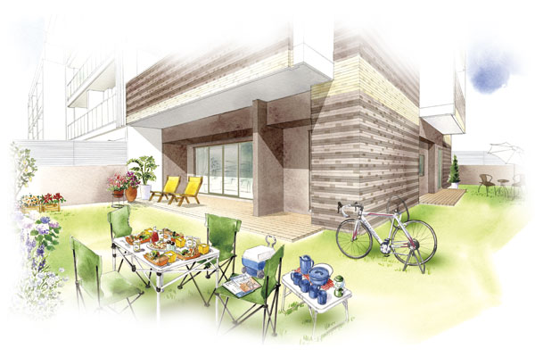 Other.  [Private garden] Spread is gardening fun, Dwelling unit of a private garden of the detached feeling loose and can relax in the family are available on the first floor (F1 type / Rendering)