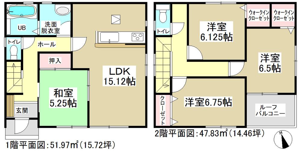 Floor plan. (Building 2), Price 29,800,000 yen, 4LDK, Land area 123.95 sq m , Building area 99.8 sq m