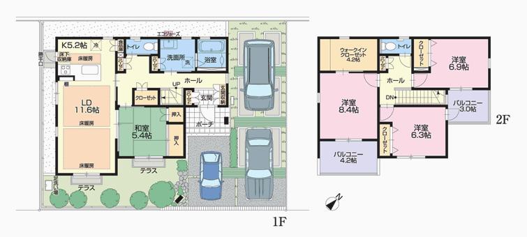 Floor plan. (Secondary sale No.2), Price 35,800,000 yen, 4LDK+S, Land area 160.39 sq m , Building area 122.5 sq m