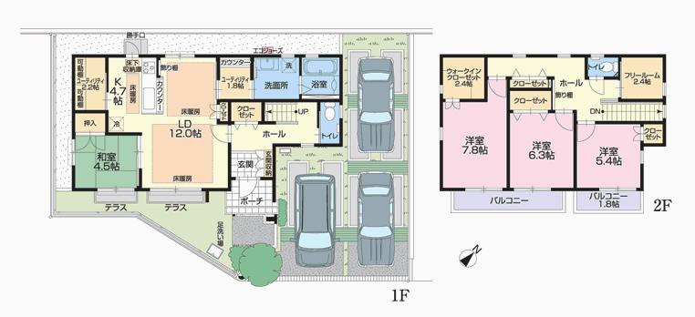 Floor plan. (Secondary sale No.3), Price 34,500,000 yen, 4LDK+3S, Land area 160.23 sq m , Building area 123 sq m