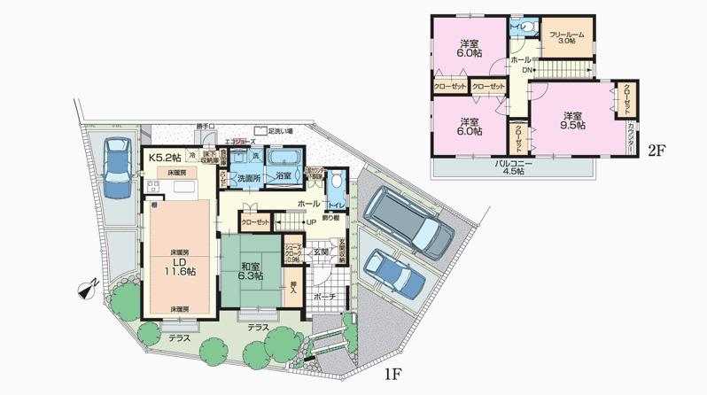 Floor plan. (Secondary sale No.5), Price 36,900,000 yen, 4LDK+2S, Land area 163.33 sq m , Building area 122.75 sq m