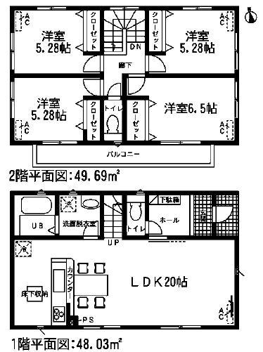 Floor plan. 26,800,000 yen, 4LDK, Land area 127.53 sq m , Building area 97.72 sq m floor plan