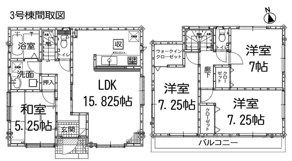 Floor plan. (3 Building), Price 28,300,000 yen, 4LDK, Land area 127.29 sq m , Building area 99.59 sq m