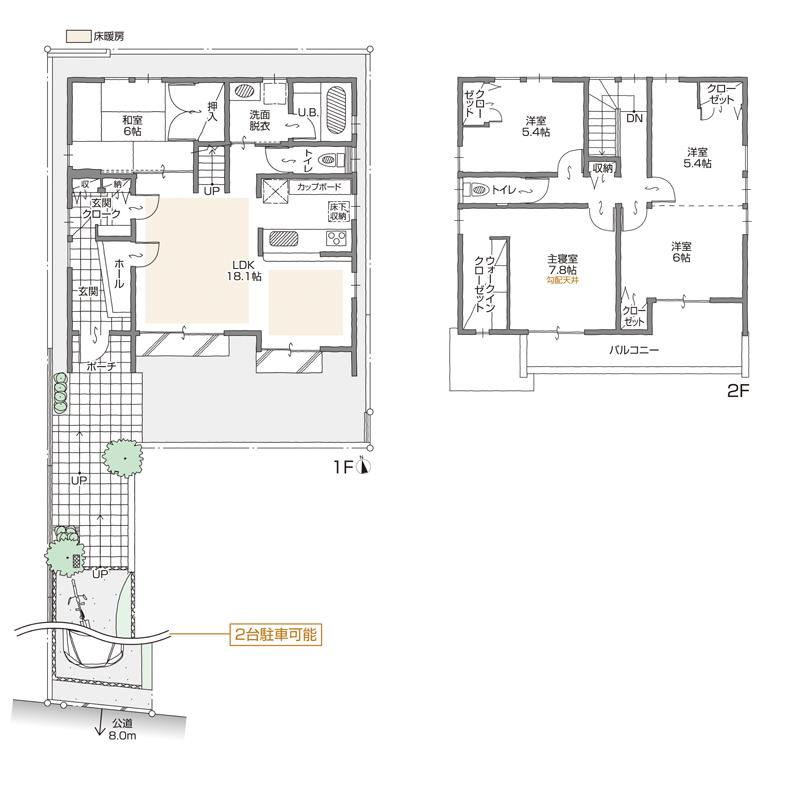 Floor plan. (E Building), Price 33,500,000 yen, 5LDK+2S, Land area 172.68 sq m , Building area 118.01 sq m
