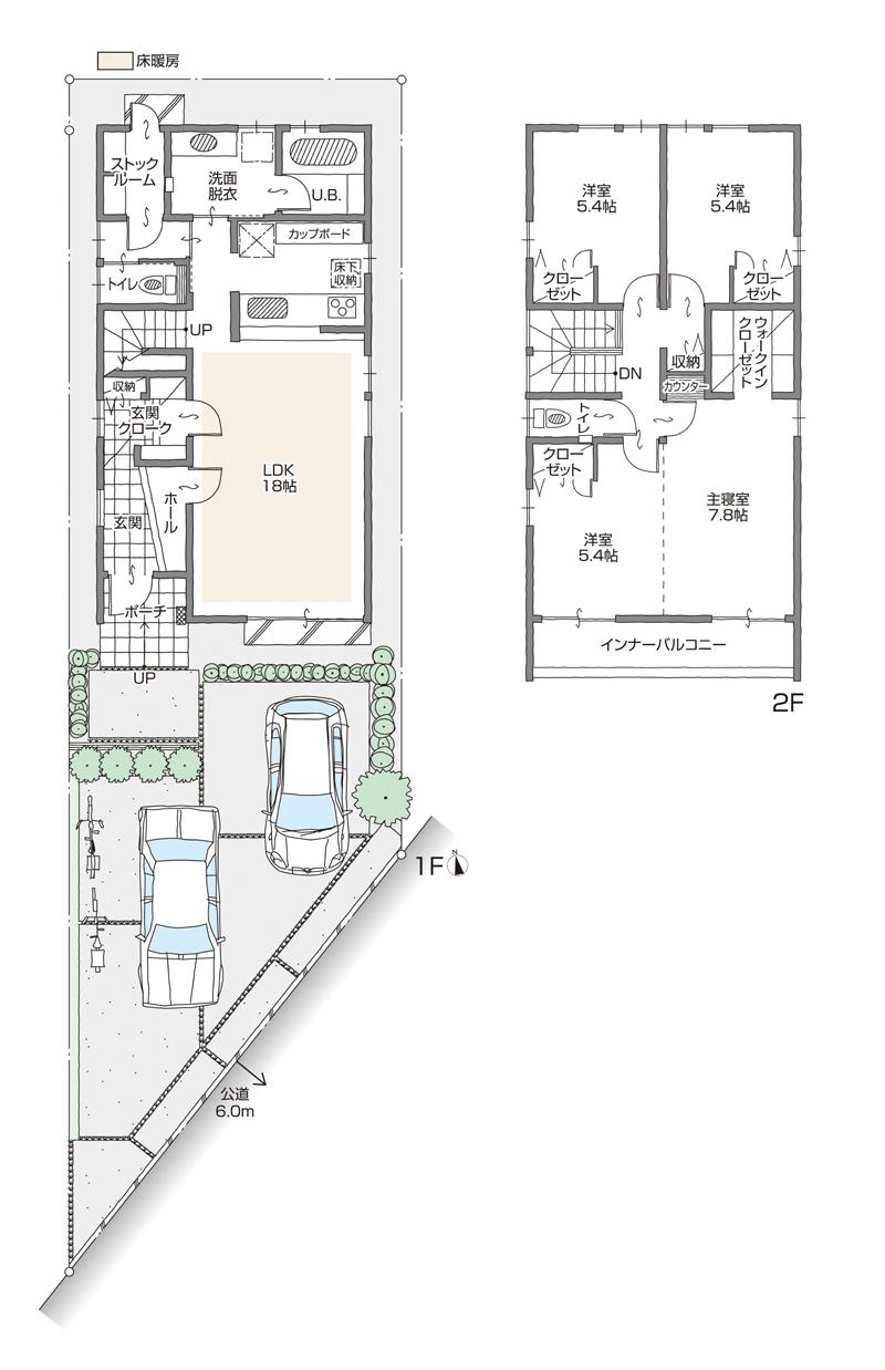 Floor plan. (C Building), Price 35,900,000 yen, 4LDK+3S, Land area 135.88 sq m , Building area 107.66 sq m