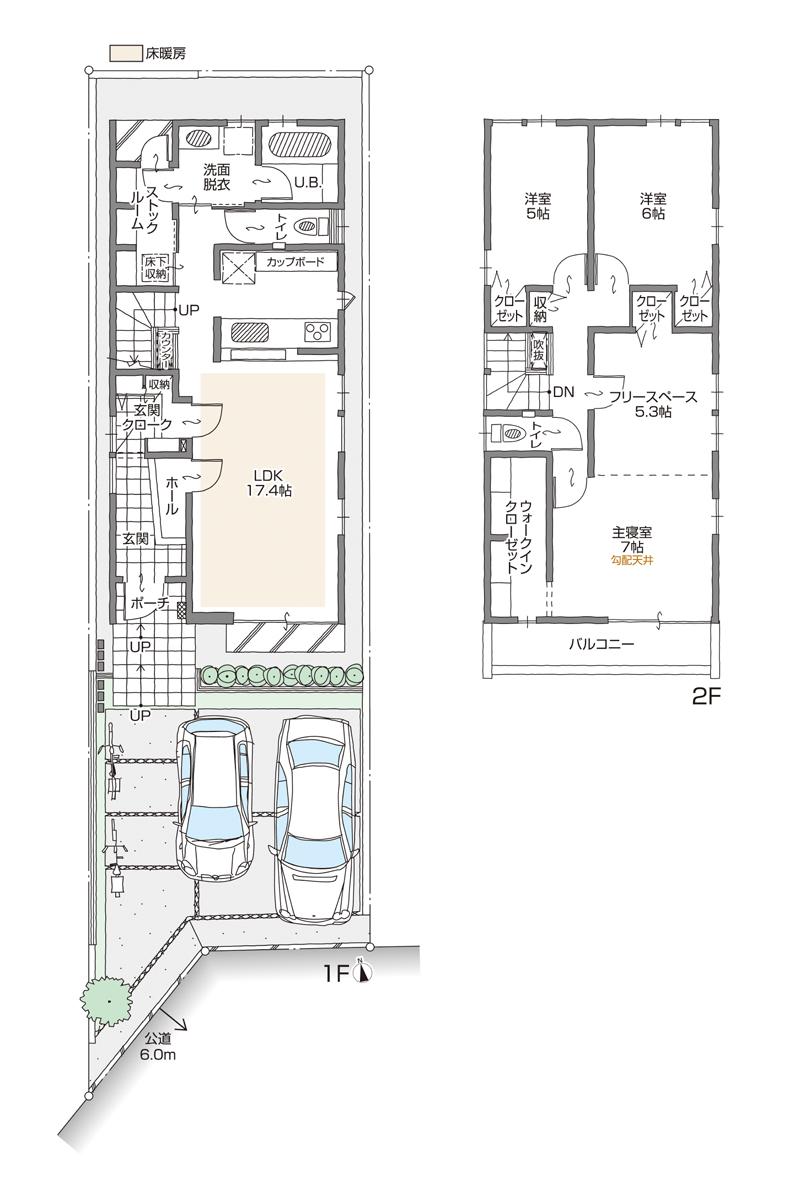 Floor plan. (A Building), Price 35,200,000 yen, 3LDK+3S, Land area 122.66 sq m , Building area 106.15 sq m