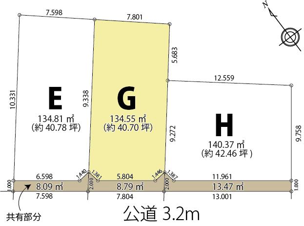 Compartment figure. Land price 14.5 million yen, Land area 134.55 sq m