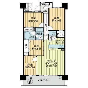Floor plan. 4LDK, Price 32,300,000 yen, Occupied area 88.04 sq m , Western-style in the balcony area 13.14 sq m south, By opening the movable partition, It can also be used as a spacious 3LDK.