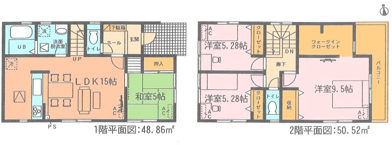 Floor plan. (4 Building), Price 25,800,000 yen, 4LDK, Land area 130.3 sq m , Building area 99.38 sq m