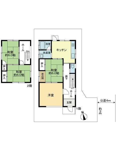 Floor plan. 8.5 million yen, 4DK, Land area 146.68 sq m , Floor plan of the building area 83.63 sq m 4DK