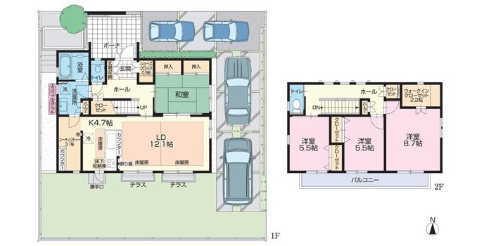 Floor plan. 42,980,000 yen, 4LDK + 3S (storeroom), Land area 201.83 sq m , Building area 119.75 sq m 4LDK + shoes cloak + utilities + walk-in closet Building area: 119.75 sq m (36.22 square meters)