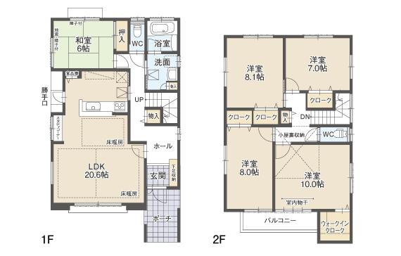 Floor plan. (A Building), Price 37,800,000 yen, 5LDK, Land area 136.96 sq m , Building area 140.97 sq m