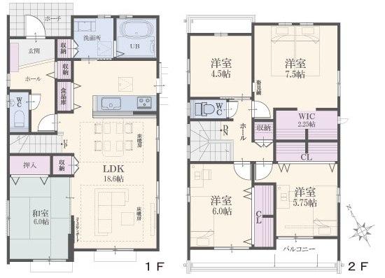 Floor plan. (Atype), Price 36,800,000 yen, 5LDK, Land area 158.4 sq m , Building area 120.9 sq m