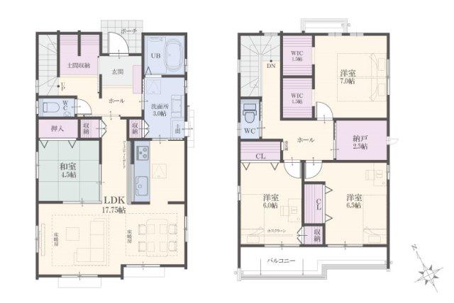 Floor plan. (Btype), Price 37,300,000 yen, 4LDK+S, Land area 161.81 sq m , Building area 127.52 sq m