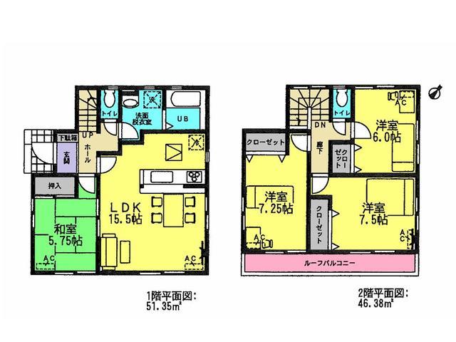 Floor plan. 27,800,000 yen, 4LDK, Land area 138.36 sq m , Building area 97.73 sq m floor plan