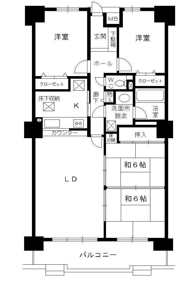 Floor plan. 4LDK, Price 11 million yen, Footprint 90 sq m , Balcony area 11.52 sq m