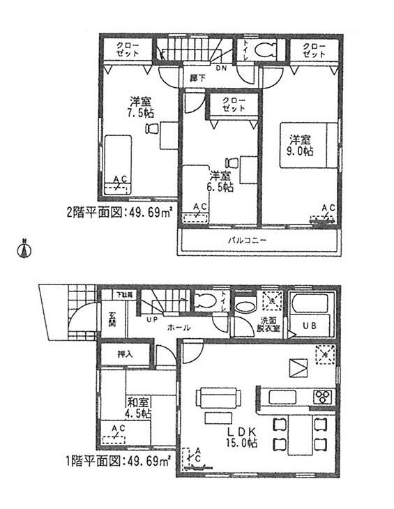 Floor plan. (Building 2), Price 31,900,000 yen, 4LDK, Land area 209.95 sq m , Building area 99.38 sq m