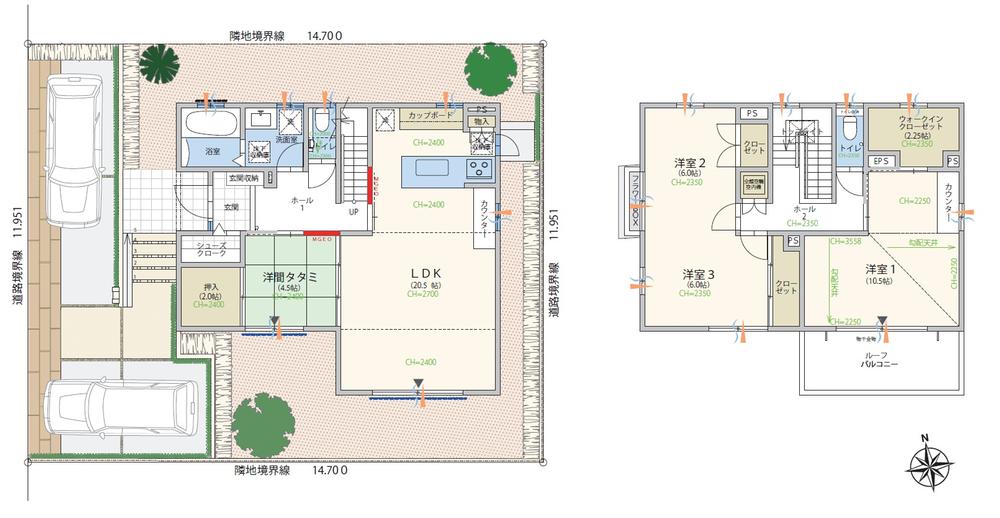 Floor plan. Familiar green stroll road [Ohori green road] 2 minute walk (150m)