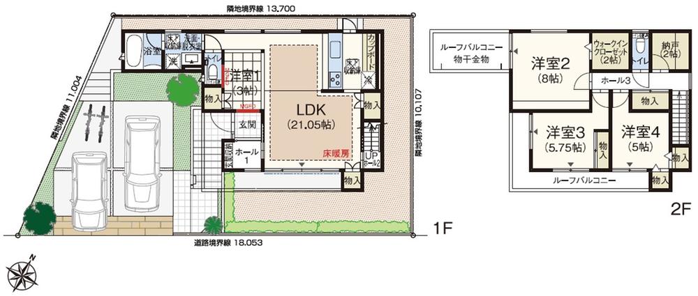 Floor plan. Familiar green stroll road [Ohori green road] 2 minute walk (150m)