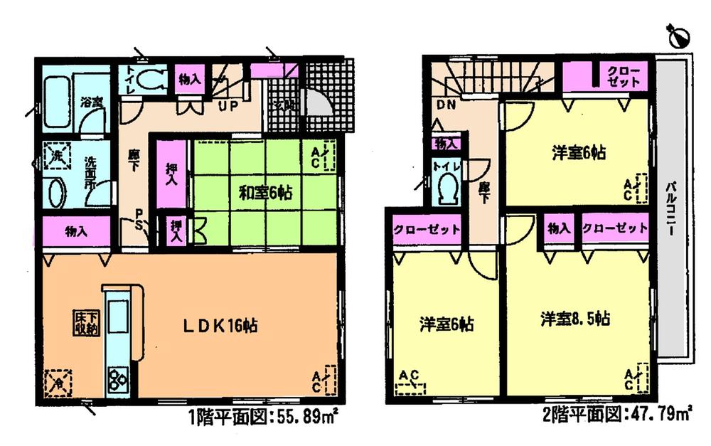 Floor plan. (Building 2), Price 25,900,000 yen, 4LDK, Land area 136.05 sq m , Building area 103.68 sq m