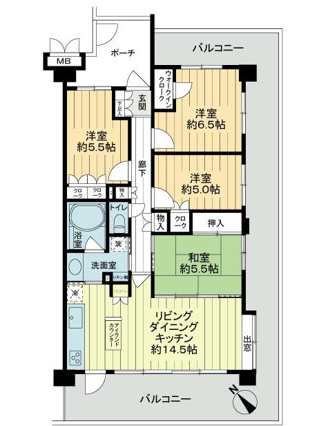 Floor plan. 4LDK, Price 24,800,000 yen, Occupied area 81.32 sq m , Balcony area 42.72 sq m