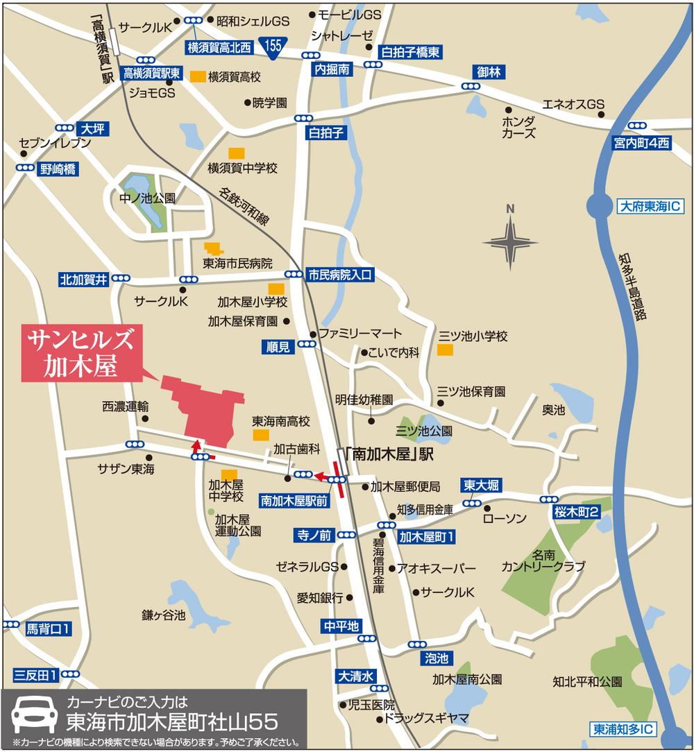 Local guide map. It is a 10-minute walk from Minami Kagiya Station.
