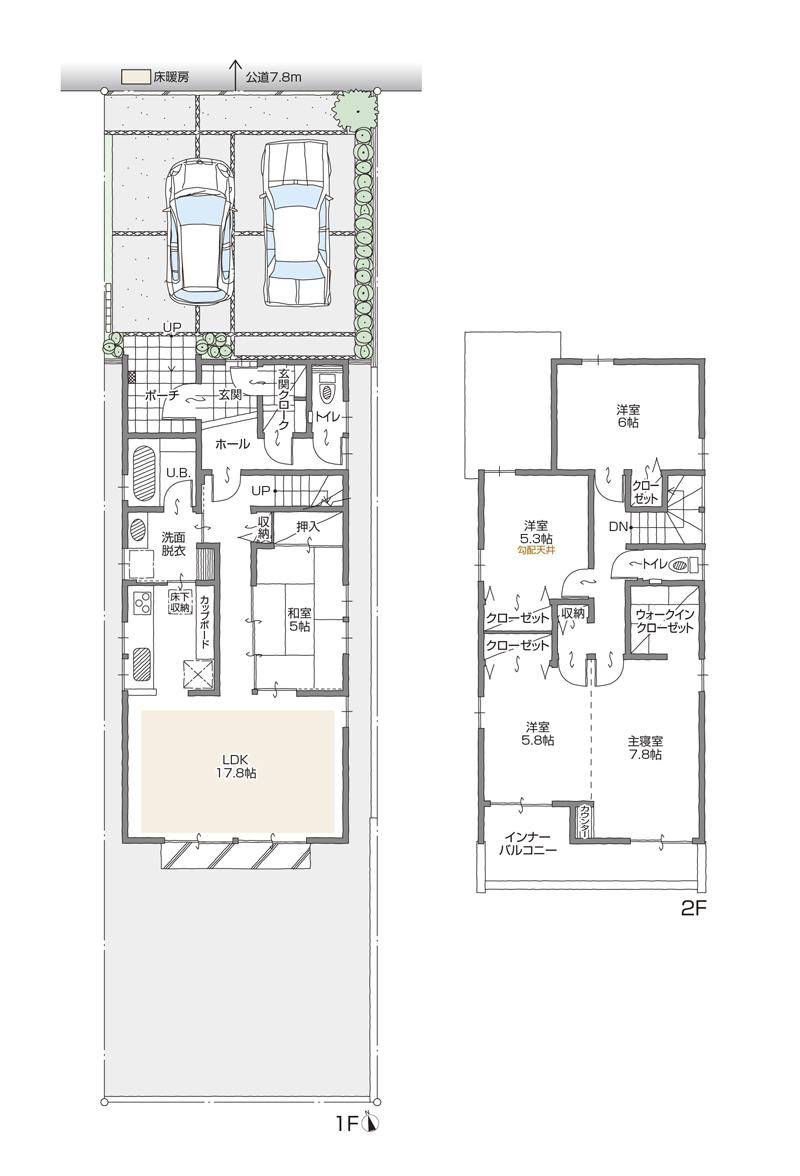 Floor plan. (C Building), Price 34,500,000 yen, 5LDK+2S, Land area 168.61 sq m , Building area 118.84 sq m