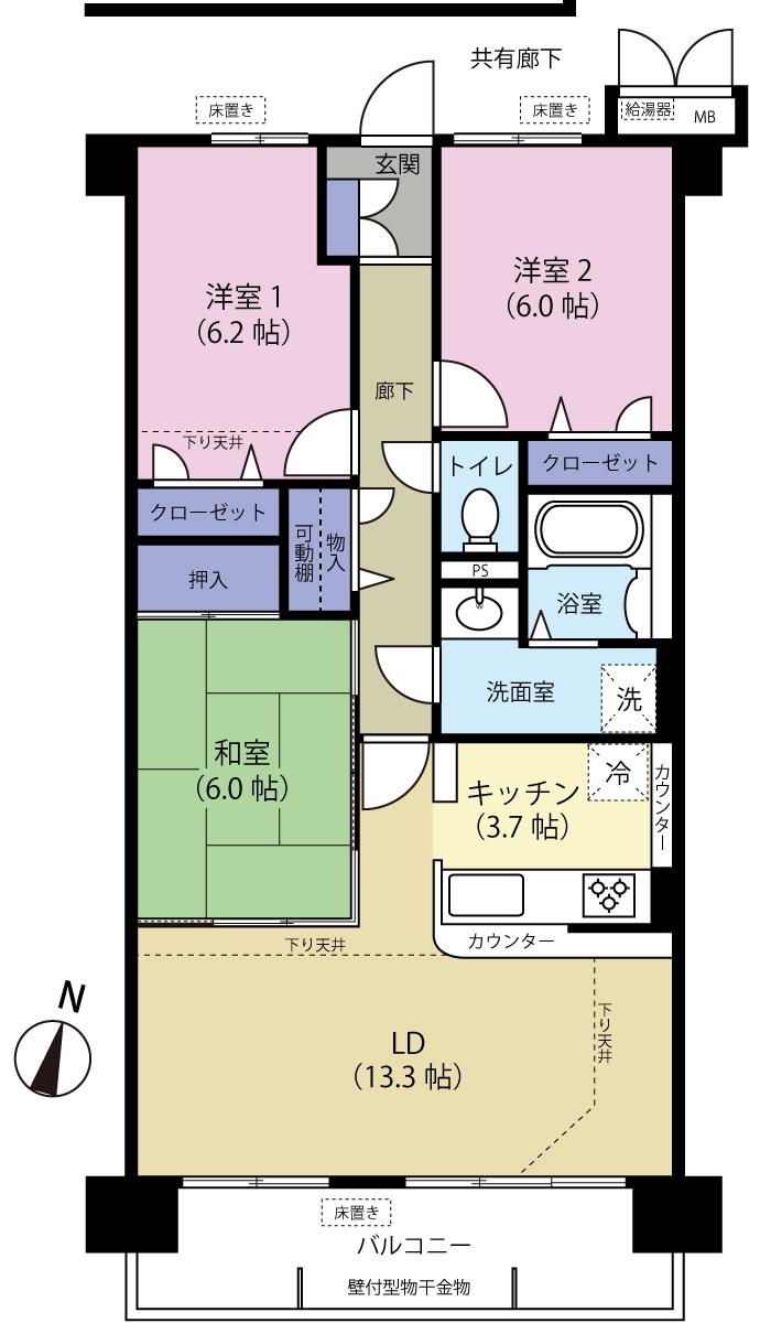 Floor plan. 3LDK, Price 14.7 million yen, Occupied area 78.72 sq m , Balcony area 10.88 sq m floor plan All room 6 quires more!