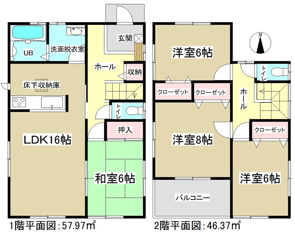 Floor plan. (Building 2), Price 24,800,000 yen, 4LDK, Land area 179.22 sq m , Building area 104.35 sq m