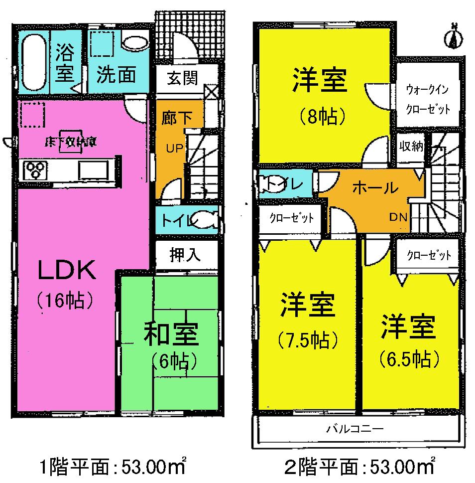 Floor plan. (1 Building), Price 25,800,000 yen, 4LDK+S, Land area 164.62 sq m , Building area 106 sq m
