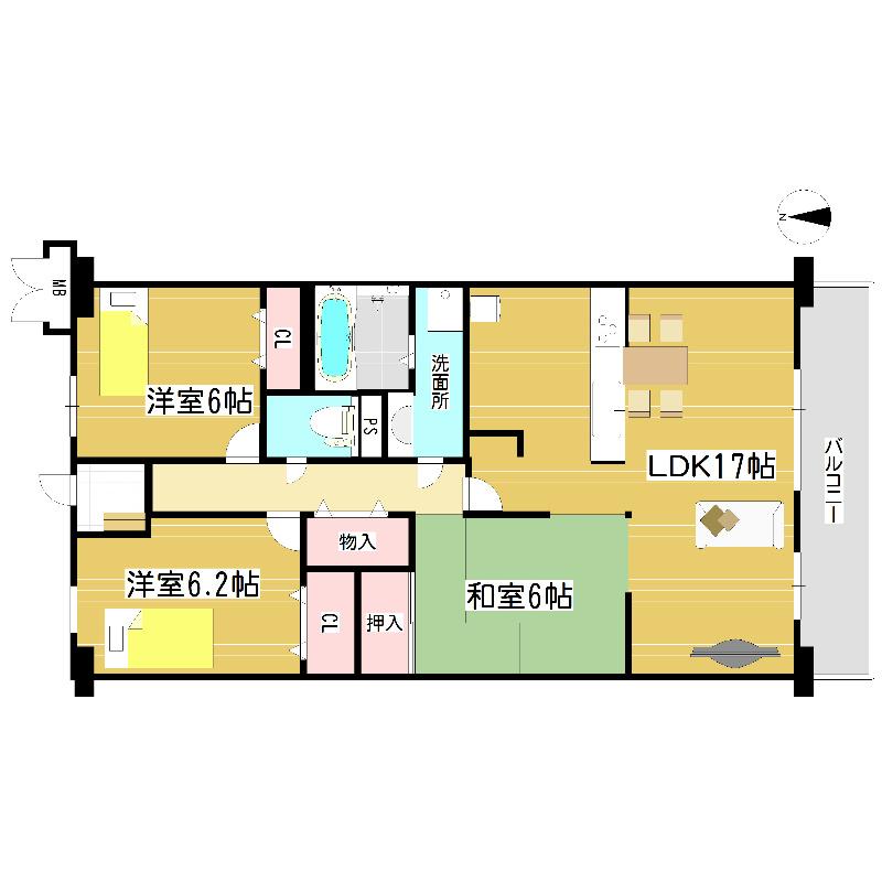 Floor plan. 3LDK, Price 14.7 million yen, Occupied area 78.72 sq m