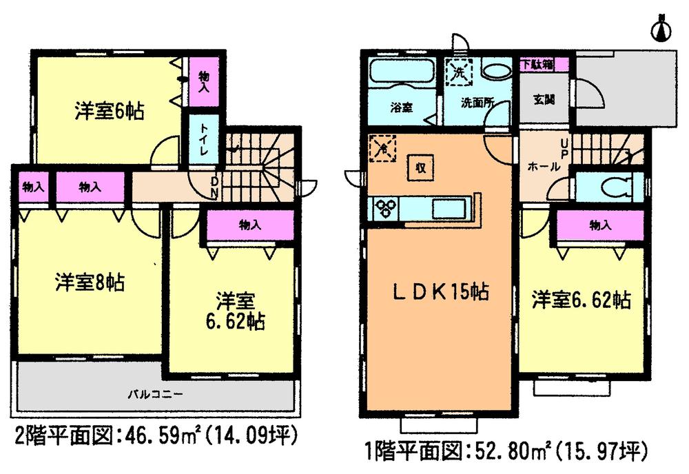 Floor plan. (Building 2), Price 18,800,000 yen, 4LDK, Land area 161.2 sq m , Building area 99.39 sq m