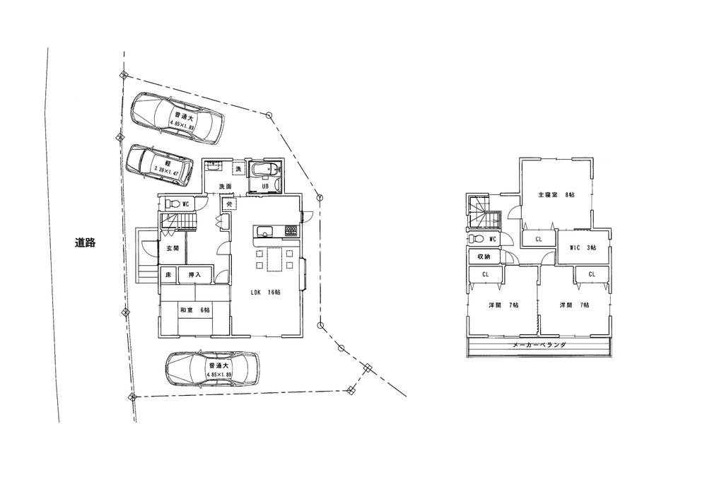 Building plan example (floor plan). Building plan example 4LDK + S, Land price 1.5 million yen, Land area 152.11 sq m , Building price 25,210,000 yen, Building area 120.07 sq m