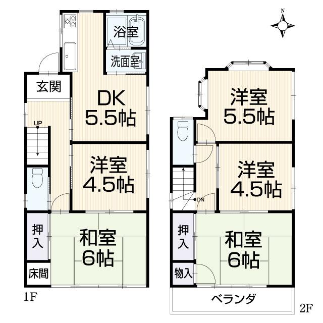 Floor plan. 9.8 million yen, 5DK, Land area 124.63 sq m , Building area 85.49 sq m