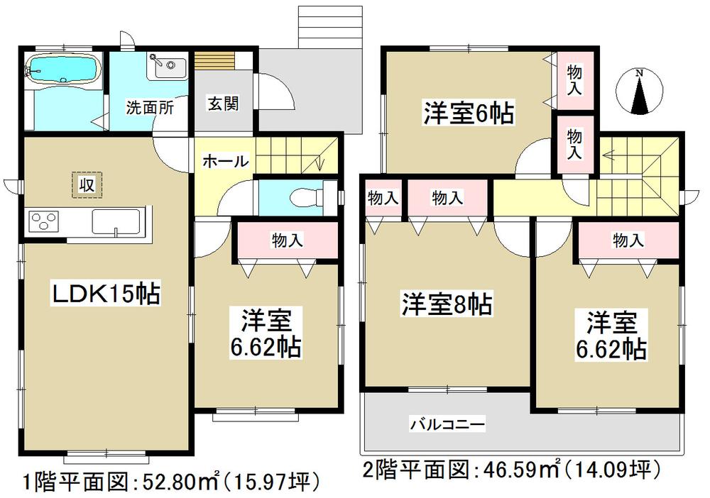 Floor plan. (Building 2), Price 18,800,000 yen, 4LDK, Land area 161.2 sq m , Building area 99.39 sq m