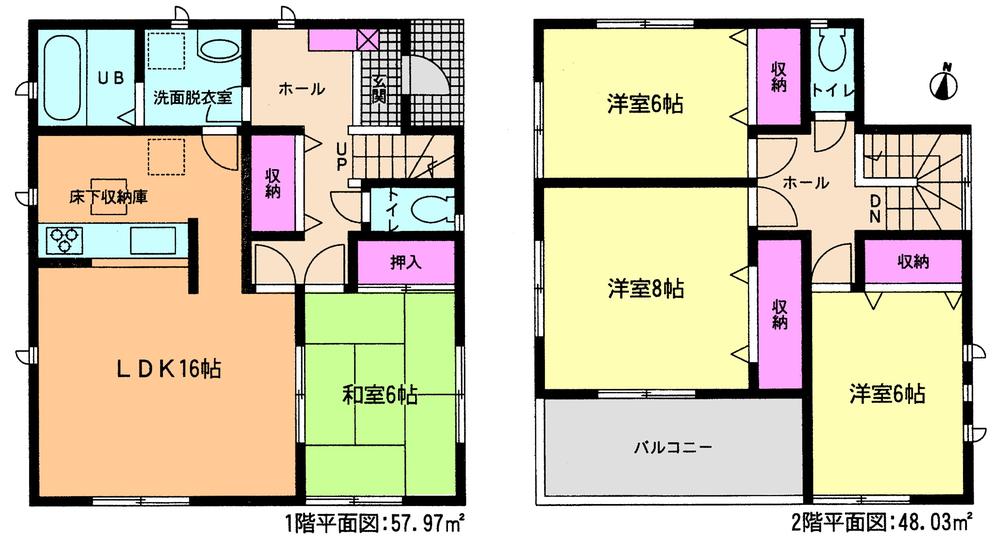 Floor plan. 28.8 million yen, 4LDK, Land area 202.65 sq m , Building area 106 sq m floor plan All room 6 quires more