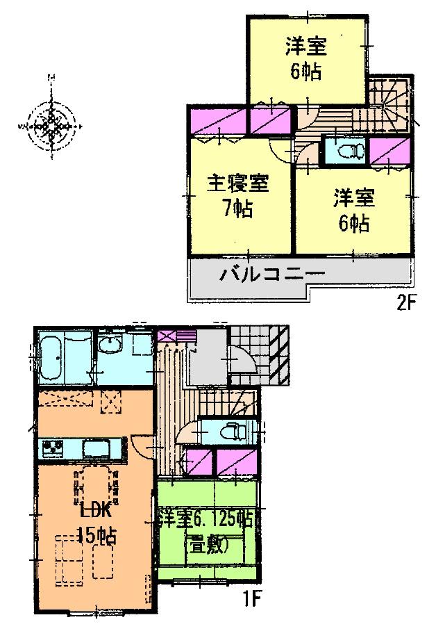 Floor plan. (1 Building), Price 21,400,000 yen, 4LDK, Land area 137.51 sq m , Building area 96.68 sq m