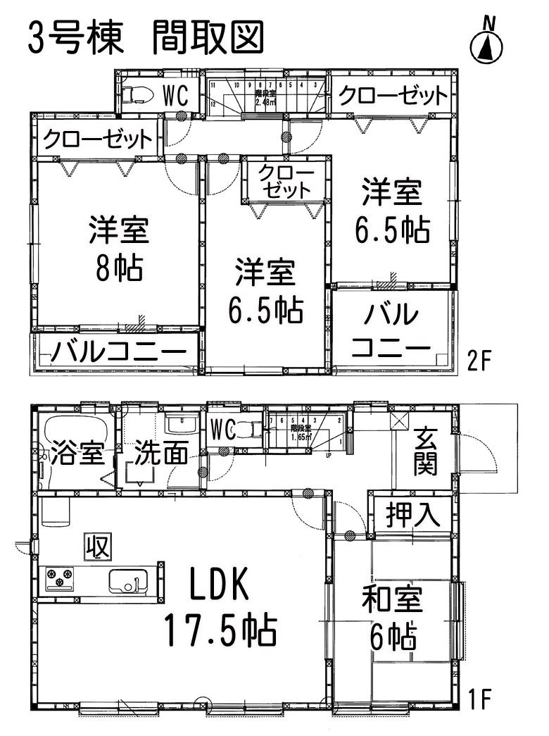 Floor plan. (3 Building), Price 22,800,000 yen, 4LDK, Land area 161.32 sq m , Building area 106 sq m